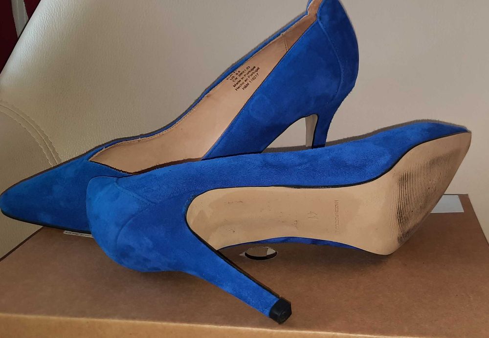 H&M pantofi stiletto albastrii,  marimea 40,5