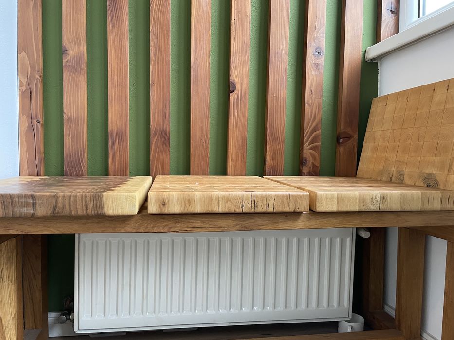 Tocatoare/platouri end gaind din nuc, stejar si tei.