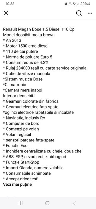 Vand Renault Megan 3 bosse