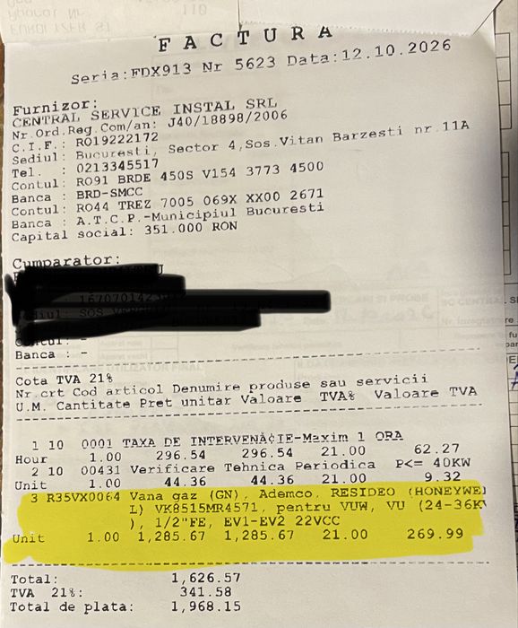 Vana de gaz noua pt Vaillant turboTEC pro VUW 24 kw