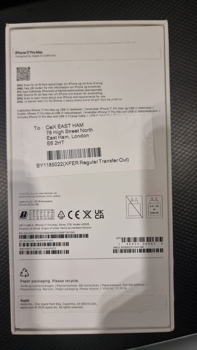 iPhone 17 pro max 2TB