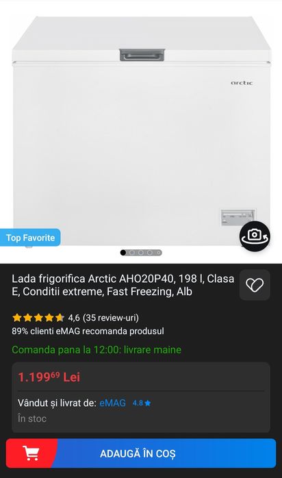 Lada frigorifica Arctic AHO20P40, 198 L