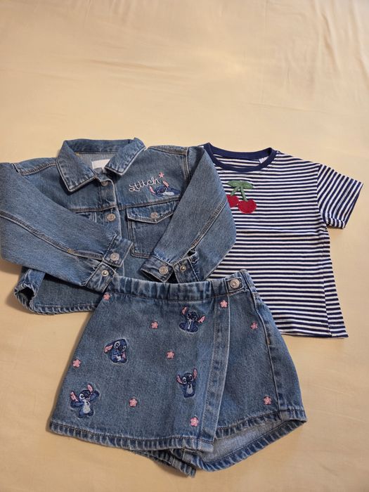 Set 2 ani, jeans jacheta si fusta pantalon plus tricou