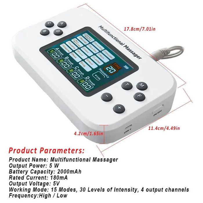 Качествен Електростимулатор EMS с 4 канала и 30 нива на силата