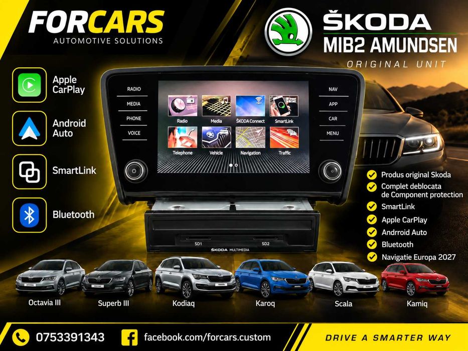 Set Unitate Navi Amundsen MIB + Ecran 8" Skoda Octavia 3 (2013–2019)