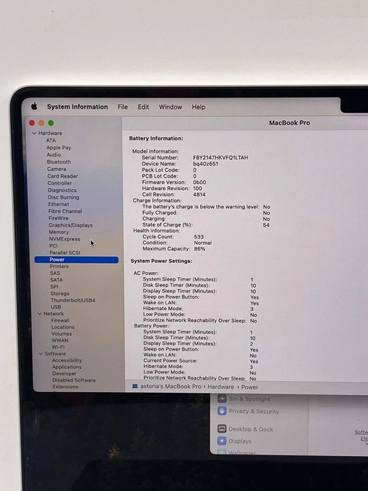 Macbook pro m1 pro 2021 16gb 512gb