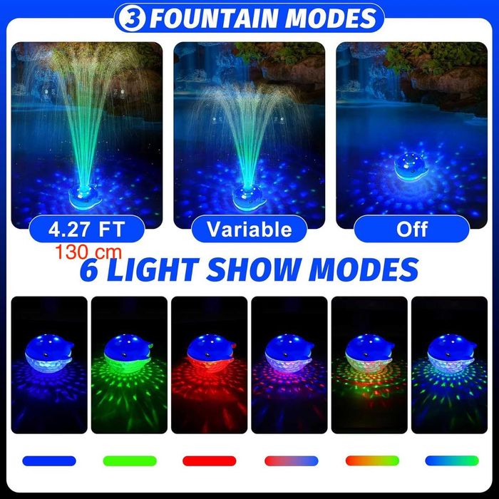 Fantana arteziana plutitoare pentru piscina cu LED
