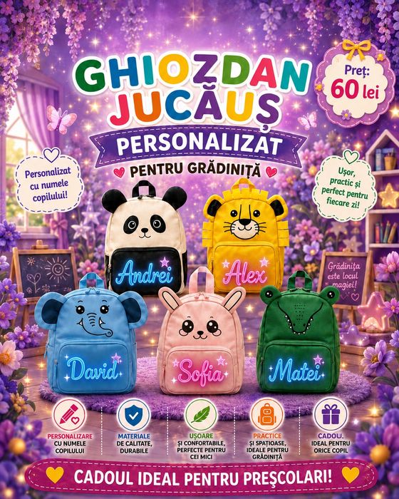 Ghiozdan jucăuș grădinița