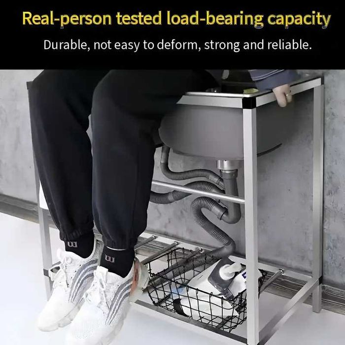 Chiveta spalator inox 2 cuve cu suport  77x42cm uz casnic restaurant