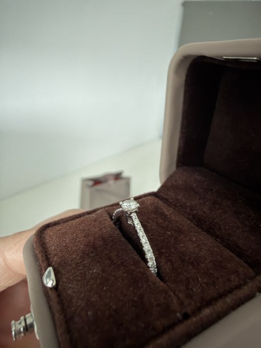 Inel logodna aur alb 18K cu diamante naturale TEILOR, acte complete