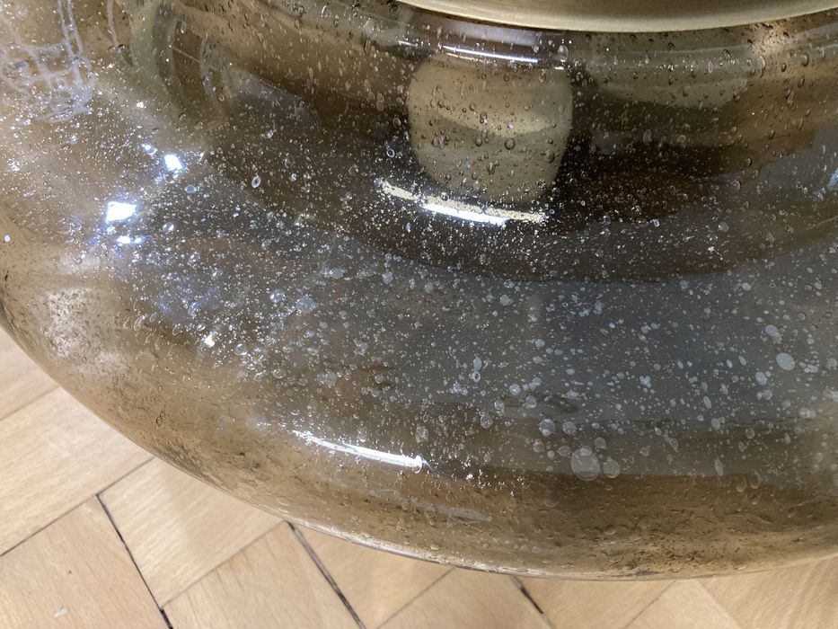 Месингова голяма стъклена лампа от Hillebrand Leuchten / 1970 г.