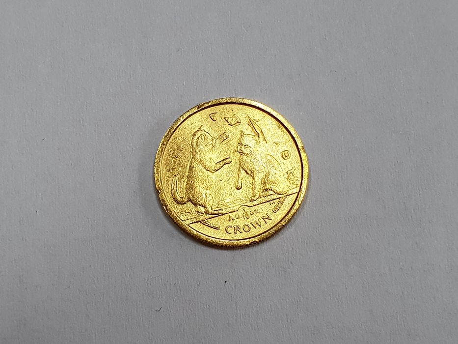 Monedă din aur pur 24k  Isle of Man 1/10 Crown – Tonkinese Cat, 2004