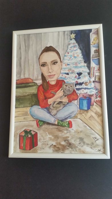 Автопортрет на художничката. Подписан. 2021 година.