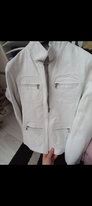 Geaca alba,pentru damă,din piele naturala