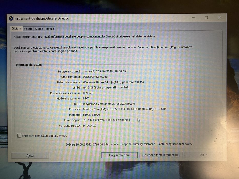 Laptop Lenovo V15-IIL 15.6" – Intel i5 Gen 10 / 8GB RAM / Windows 10 Pro