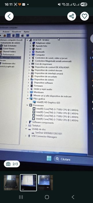 Laptop Lenovo 13, i3-7100, ram 8gb, ssd 128gb, bat 3h