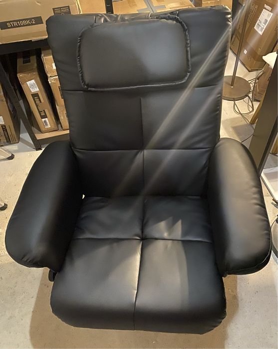 Масажен кожен фотьойл с табуретка, опция сън