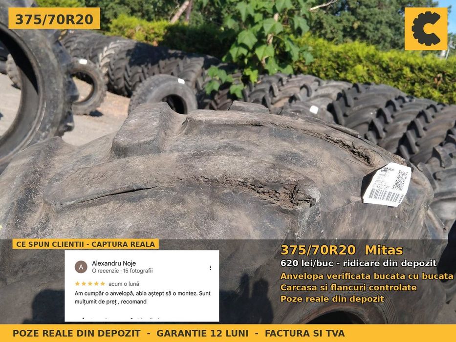 Cauciucuri Anvelope 375/70R20 375/70 R20 375/70-20 3757020 Mitas Buldo Miniincarcator si Industrial Utilaje Agricole SH Second Hand LIVRARE Stoc Real