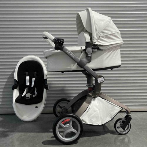 Коляска белая 2в1 Экокожа
