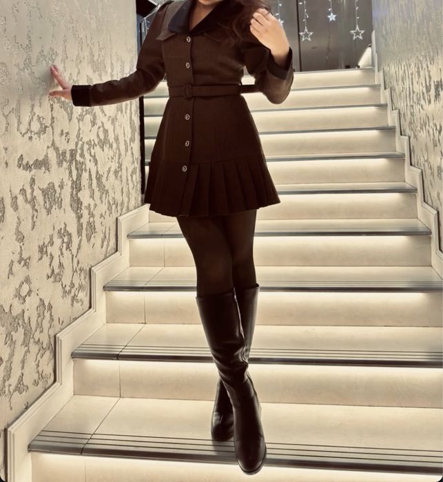 коричневый платья , размер S