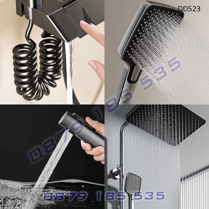 Луксозна душ система светещ смесител LED дисплей пита слушалка баня