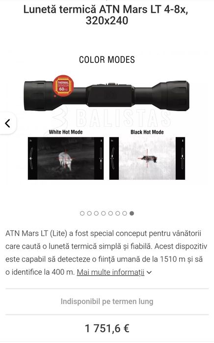 Luneta termoviziune atn mars lt 4-8 320 240