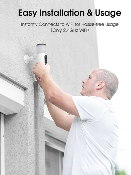 ANRAN 2K безжична соларна охранителна камера с прожектор, PIR детектор