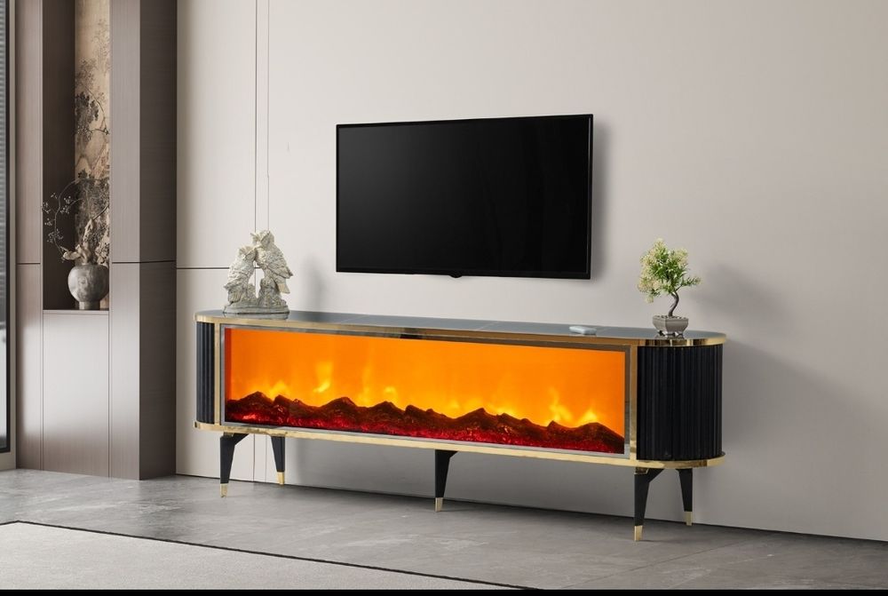 Шкаф с декоративна камина за телевизор