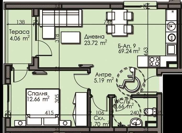 Продава се Двустаен апартамент в Бургас, Изгрев - 67 кв.м за 561 €/кв.м - Снимка #2