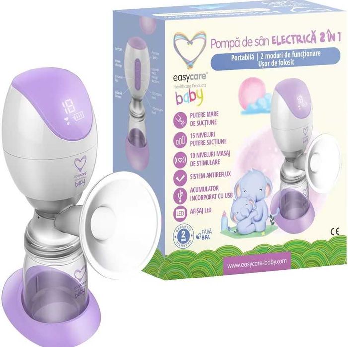 Pompa de san electrica, portabila, 2in1 EasyCare Babyn - RESIGILATA