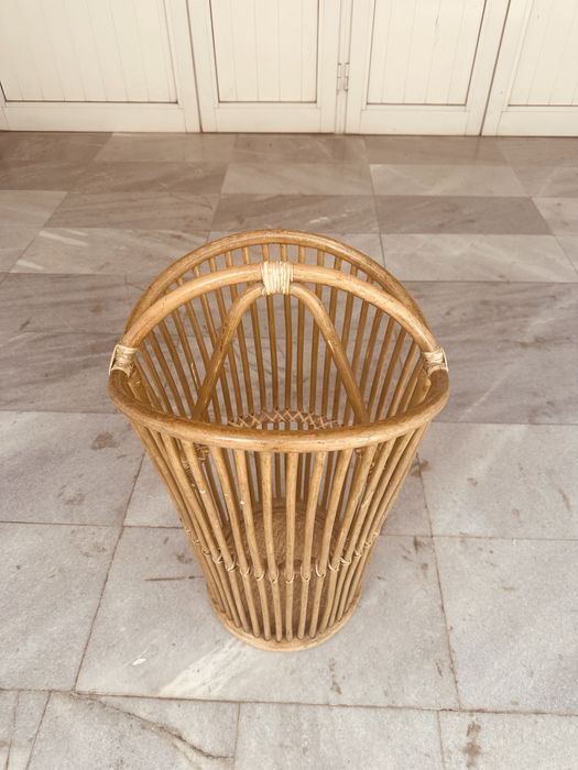 Декоративен ратанов кош/стойка,Nordic Boho стил от 90-те Дания