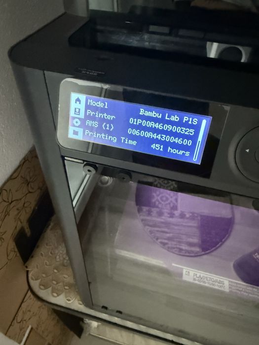 Imprimanta 3D Bambu Lab P1S + AMS + Accesorii + 5 role filament - 451 ore functionare