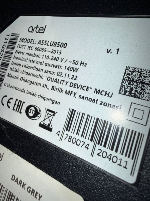 Artel 55 Smart Android TV 4K