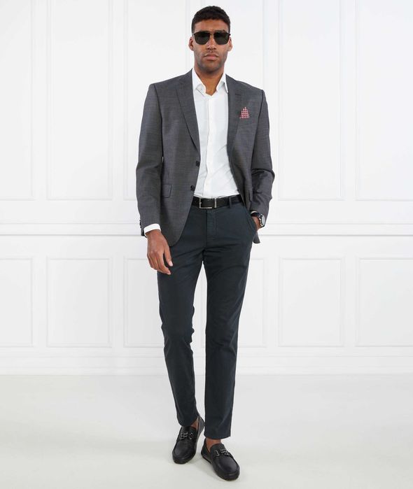 Sacou blazer 54 XXL Hugo Boss lana 100% super 120's gri microstructuri