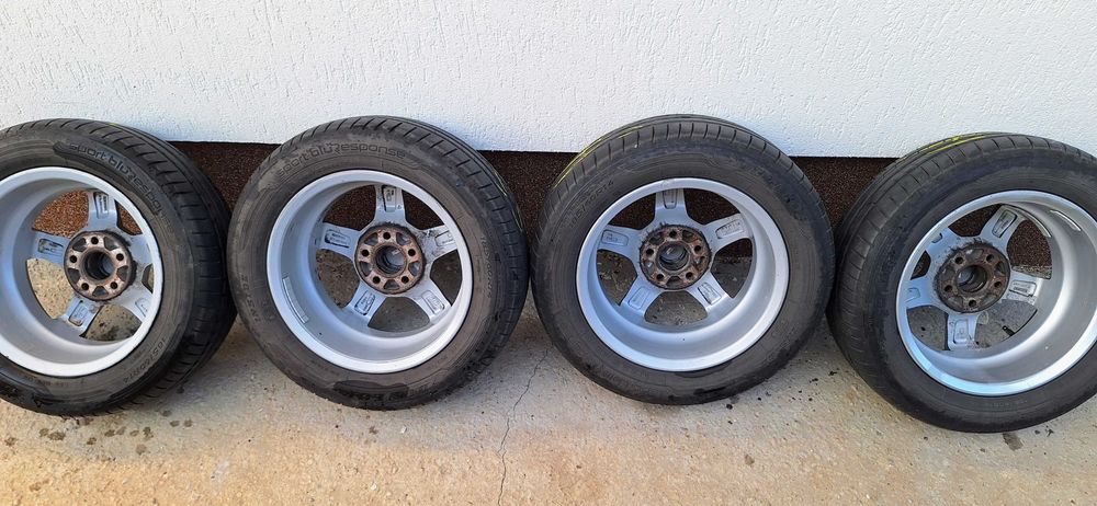 Jante aliaj Skoda Fabia2/Polo/Seat Ibiza 5x100-14"- 5½Jx14H2 +anvelope Dunlop Sport Bluresponse 185/60R14 82H DOT2024+21 Prezoane M14 F1,5 25MM CONICE
