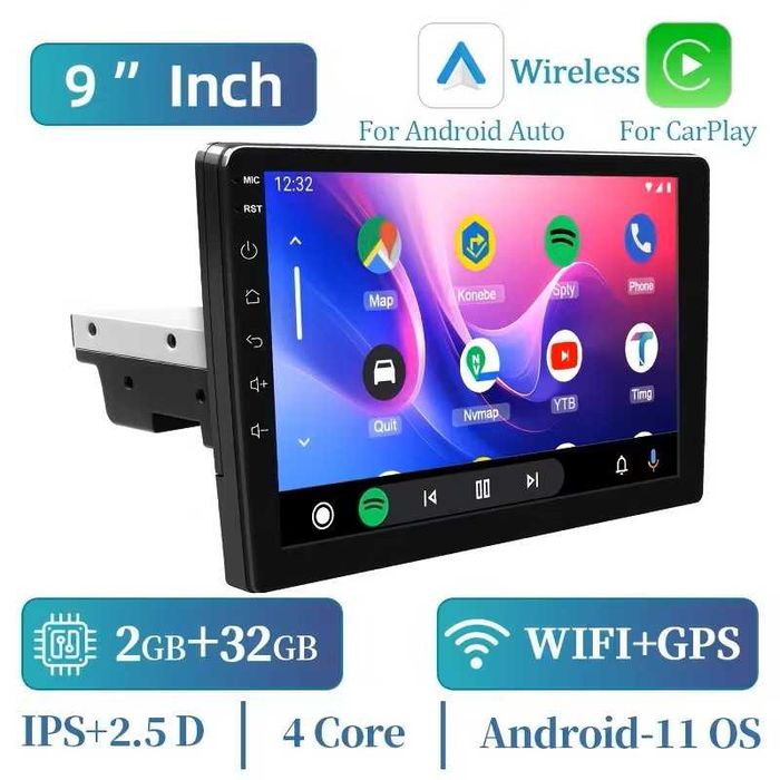 Автомобилна мултимедия 2GB RAM + 32GB RAM, 1 DIN, 9''