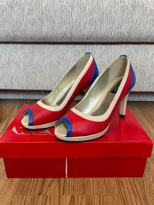 Pantofi cu toc Femei rosu-albastru