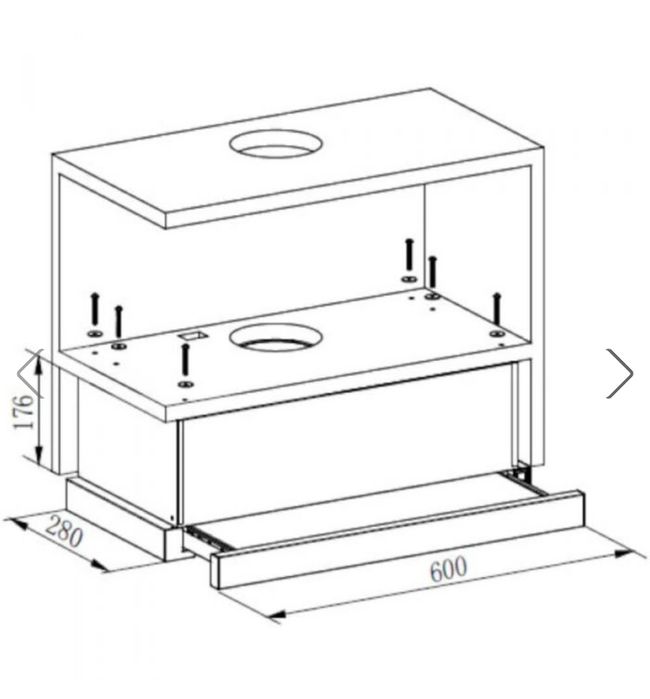 Hota incorporabila telescopica Heinner pe negru , 329 mc/h, 1 motor