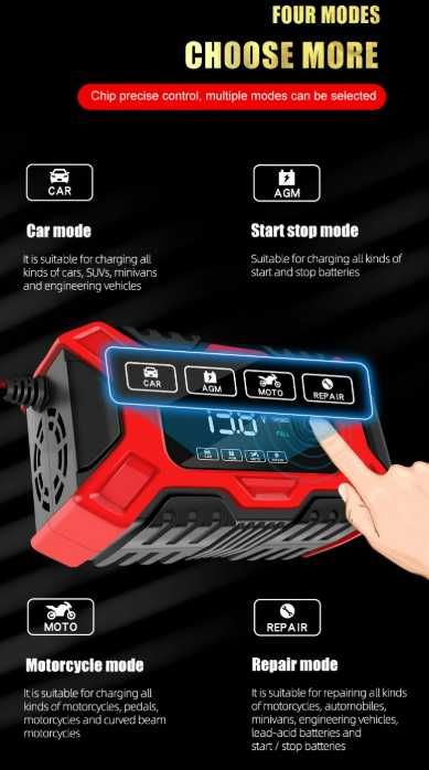 Автоматично Smart Импулсно Зарядно за Акумулатор 12V 6A
