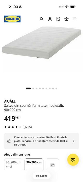 Pat etajat MYDAL alb IKEA pentru copii (complet, demontat) + 2 saltele IKEA 90 x 200 cm