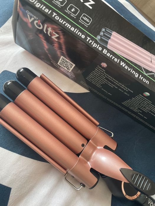 Ретро преса Oliver Voltz OV51102D, 60W, Керамика и турмалин, 140-200C, LED дисплей, Черен/розовозлатист