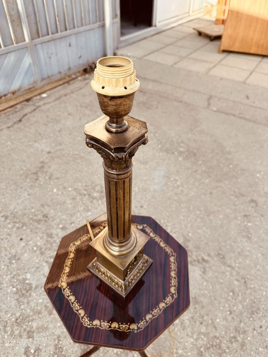 Винтидж лампа с месинг и дърво – френски стил, 60–70-те години