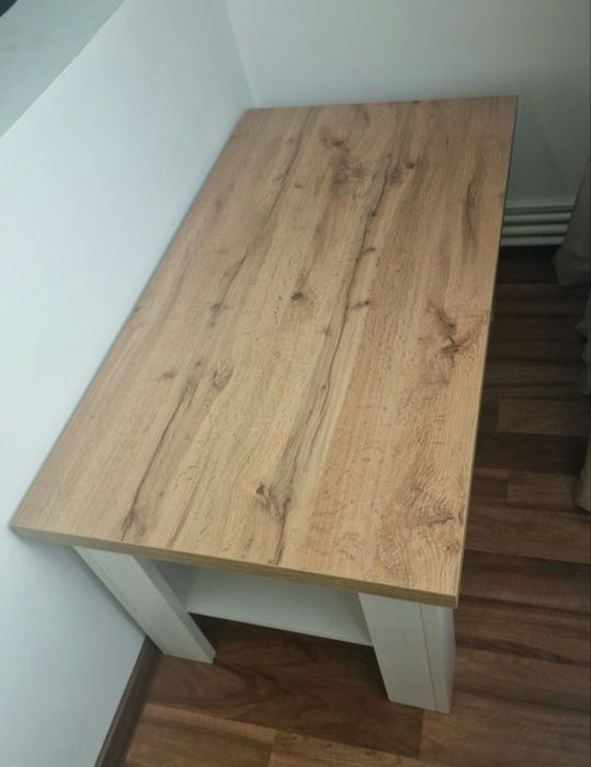 Măsuță cafea alb/stejar 60x110 cm