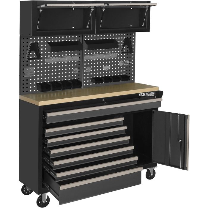 Set mobilier cu roti pentru atelier, banc de lucru mobil, 6 sertare, 3