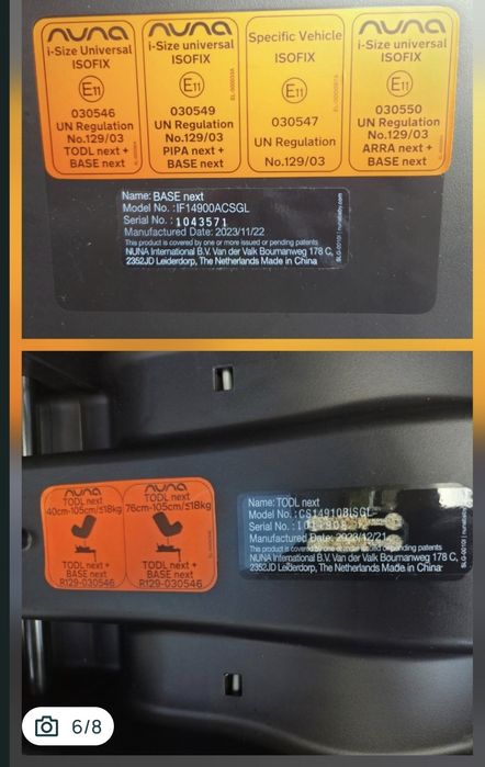 Scaun auto rotativ i-Size Nuna,  bază isofix si modul nou născut