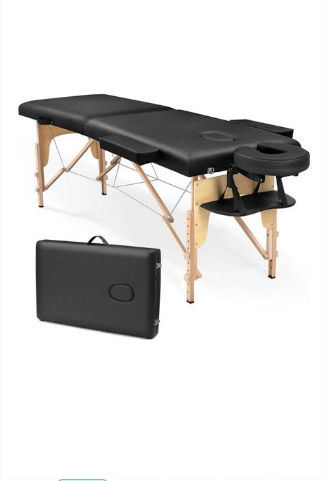 Pat pliabil negru adin lemn, reglabil pe inaltime, pentru masaj