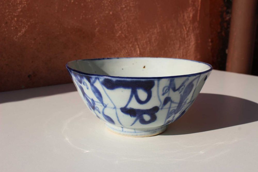 Bol portelan China, secol 19, Kitchen Qiing, albastru Cobalt