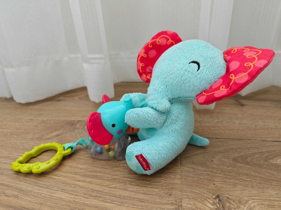 Плюшена интерактивна дрънкалка слон Fisher Price - Мама-слон с вибриращо бебе