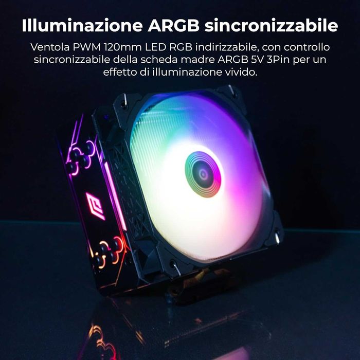 Cooler CPU Aer Noua Ena ARGB TDP 180W 4 tuburi contact direct,ventilator PWM adresabil 120mm,Intel 1700 1200 115x 1366 2011 AMD AM5 AM4 AM3 FM2