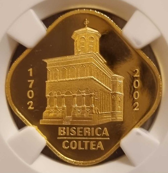 Set 3 monede BNR aur, monumente arta feudala, gradate NGC